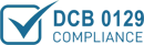 DCB 0129 compliance badge with blue checkmark, representing QuantumLoopAI’s adherence to NHS clinical safety standards for AI reception systems used in GP surgeries.